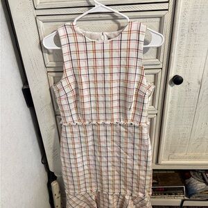 J. Crew Plaid Midi Dress - Red and White